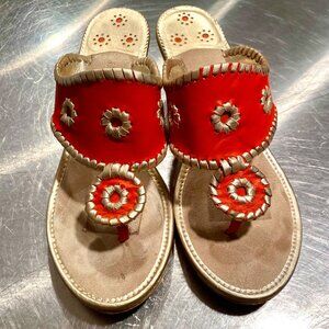Jack Rogers Cork Wedge Sandals/Coral, Size 8 US